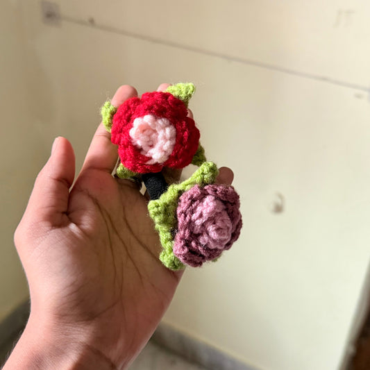 crochet rose hair-tie